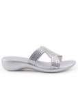 Sandalia Plata Elegantes Dama Con Brillos Plataforma Baja Moda 3402798