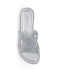 Sandalia Plata Elegantes Dama Con Brillos Plataforma Baja Moda 3402798