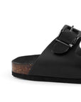 Sandalia Negro Piso Casual Doble Hebilla Cuadrada Moda Verano 3402813