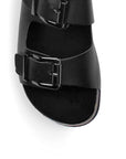 Sandalia Negro Piso Casual Doble Hebilla Cuadrada Moda Verano 3402813