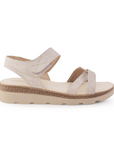 Sandalia Beige Baja Dama Ajuste Velcro Casual Moda Comoda Verano 3402831
