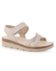 Sandalia Beige Baja Dama Ajuste Velcro Casual Moda Comoda Verano 3402831