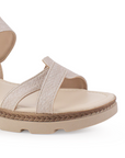 Sandalia Beige Baja Dama Ajuste Velcro Casual Moda Comoda Verano 3402831