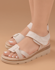 Sandalia Beige Baja Dama Ajuste Velcro Casual Moda Comoda Verano 3402831