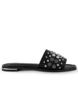 Sandalia Negro Piso Dama Casual Pedreria Moda Tira Ancha Playa 3402933