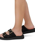 Sandalias Negro Mujer Diseño Perforado Casual Plataforma Baja Moda 3402935