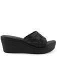 Sandalia Negro Plataforma Mujer Casual Tira Elegante 3402939