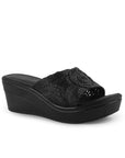 Sandalia Negro Plataforma Mujer Casual Tira Elegante 3402939