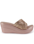 Sandalia Oro Rosado Plataforma Mujer Casual Tira Elegante 3402940