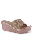 Sandalia Oro Rosado Plataforma Mujer Casual Tira Elegante 3402940