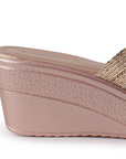 Sandalia Oro Rosado Plataforma Mujer Casual Tira Elegante 3402940