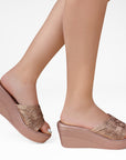Sandalia Oro Rosado Plataforma Mujer Casual Tira Elegante 3402940