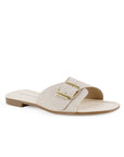 Sandalia Beige Dama Punta Cuadrada Hebilla Moda Casual 3402941