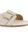 Sandalia Beige Dama Punta Cuadrada Hebilla Moda Casual 3402941