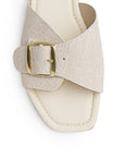 Sandalia Beige Dama Punta Cuadrada Hebilla Moda Casual 3402941