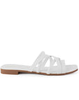Sandalia Blanco Tiras Cruzadas Casual Mujer Plana Moda 3402944