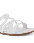 Sandalia Blanco Tiras Cruzadas Casual Mujer Plana Moda 3402944