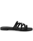 Sandalia Negro Tiras Cruzadas Casual Mujer Plana Moda 3402946