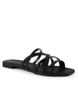 Sandalia Negro Tiras Cruzadas Casual Mujer Plana Moda 3402946