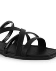 Sandalia Negro Tiras Cruzadas Casual Mujer Plana Moda 3402946