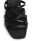 Sandalia Negro Tiras Cruzadas Casual Mujer Plana Moda 3402946