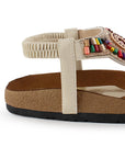 Sandalia Beige Dama Elastico Ajustable Moda Pedreria Casual Mujer 3402969