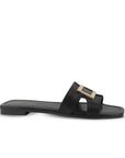 Sandalia Negro Mujer Moda Casual Herraje Suela Baja Tiras Anchas 3402973