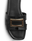 Sandalia Negro Mujer Moda Casual Herraje Suela Baja Tiras Anchas 3402973