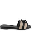 Sandalia Negro Mujer Moda Confort Moño Frontal Suela Baja Casual 3402986