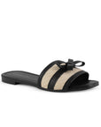 Sandalia Negro Mujer Moda Confort Moño Frontal Suela Baja Casual 3402986