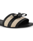 Sandalia Negro Mujer Moda Confort Moño Frontal Suela Baja Casual 3402986