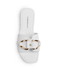 Sandalia Blanco Plana Dama Tira Ancha Hebilla Moda Casual Verano 3402987