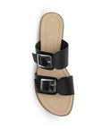 Sandalia Negro Piso Doble Hebilla Casual Mujer Moda 4910037
