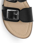 Sandalia Negro Piso Doble Hebilla Casual Mujer Moda 4910037