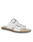 Sandalia Blanco Piso Doble Hebilla Casual Mujer Moda 4910038