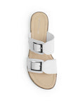 Sandalia Blanco Piso Doble Hebilla Casual Mujer Moda 4910038
