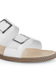 Sandalia Blanco Piso Doble Hebilla Casual Mujer Moda 4910038