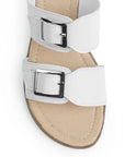 Sandalia Blanco Piso Doble Hebilla Casual Mujer Moda 4910038