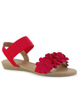 Sandalia Rojo Mujer Piso Pulsera Resorte Moda Flores Casual 3620337