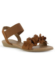 Sandalia Cafe Mujer Piso Pulsera Resorte Moda Flores Casual 3620338