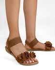 Sandalia Cafe Mujer Piso Pulsera Resorte Moda Flores Casual 3620338