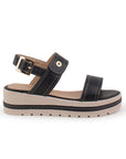 Sandalia Negro Plataforma Alta Doble Tira Pulsera Casual Moda Dama 4640025