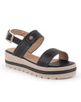 Sandalia Negro Plataforma Alta Doble Tira Pulsera Casual Moda Dama 4640025