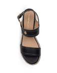 Sandalia Negro Plataforma Alta Doble Tira Pulsera Casual Moda Dama 4640025