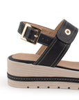 Sandalia Negro Plataforma Alta Doble Tira Pulsera Casual Moda Dama 4640025