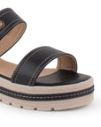 Sandalia Negro Plataforma Alta Doble Tira Pulsera Casual Moda Dama 4640025