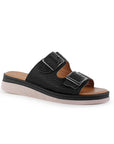 Sandalia Negro Dama Doble Tira Brillos Moda Doble Tira Hebillas 4640027