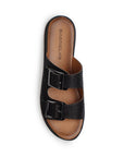 Sandalia Negro Dama Doble Tira Brillos Moda Doble Tira Hebillas 4640027