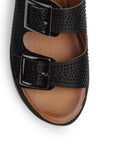 Sandalia Negro Dama Doble Tira Brillos Moda Doble Tira Hebillas 4640027