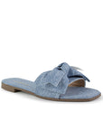 Sandalia Azul Nudo Tira Ancha Moda Mujer Casual Verano Elegante 1220360